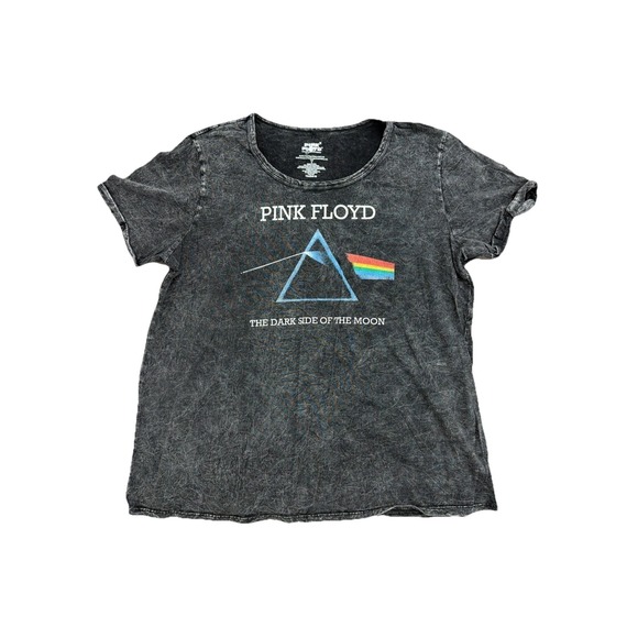 Pink Floyd Tops - Pink Floyd Dark Side of the Moon Mineral Wash Graphic Tee Gray Size 2 Large